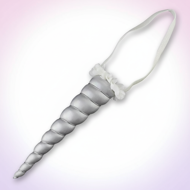 silver unicorn horn for cosplay prop - white-bg