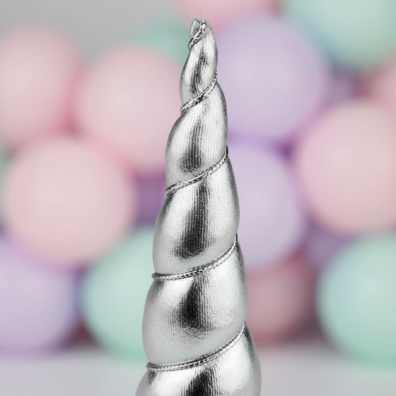 silver unicorn horn party pack - detail