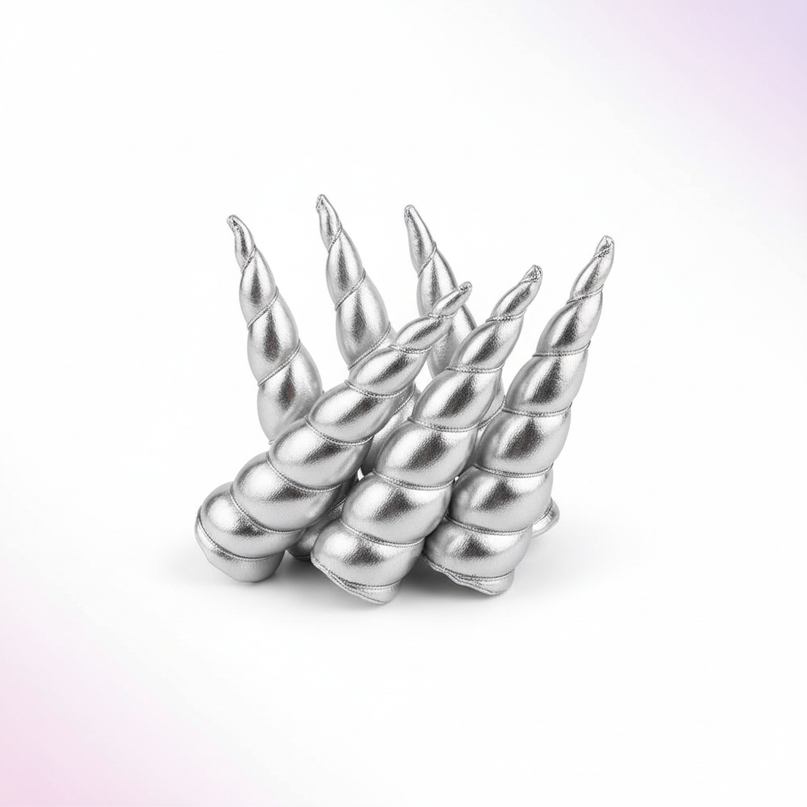 silver unicorn horn party pack - white-bg