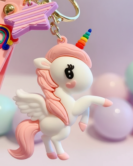 silver unicorn keychain - detail