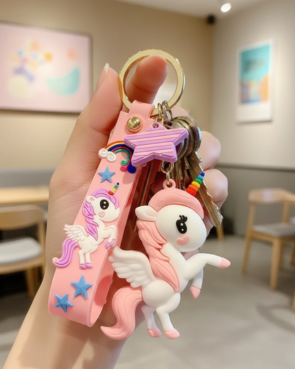 silver unicorn keychain - in-use