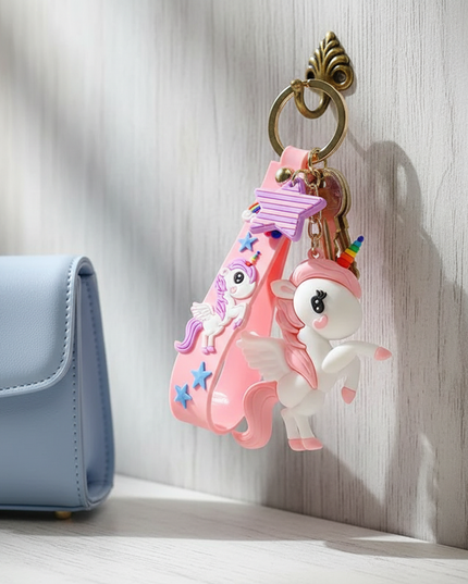 silver unicorn keychain - lifestyle
