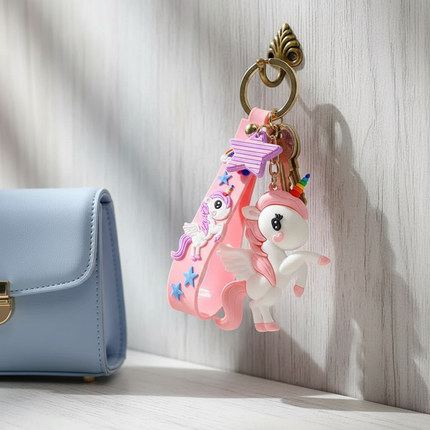 silver unicorn keychain - lifestyle