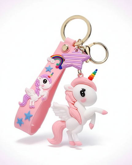 silver unicorn keychain - white-bg