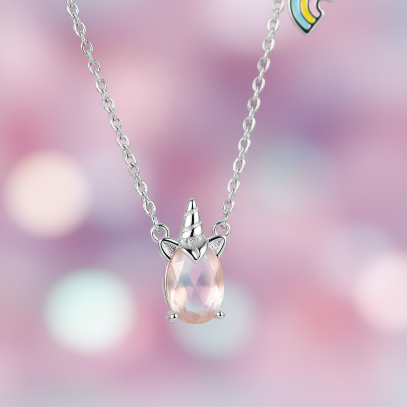 silver unicorn pendant - detail