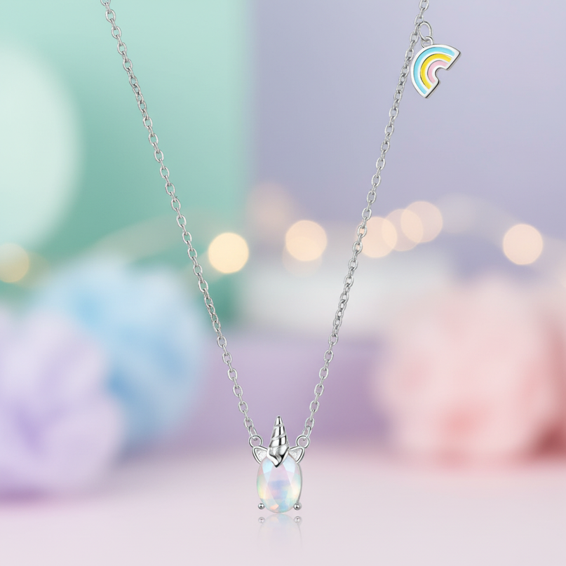 silver unicorn pendant - lifestyle