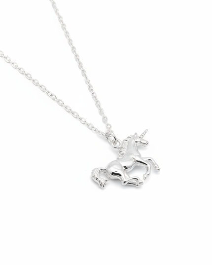 silver unicorn pendant necklace - white-bg