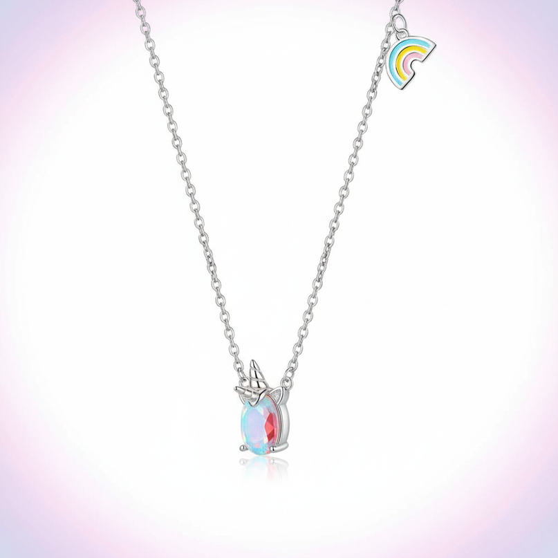 silver unicorn pendant - white-bg
