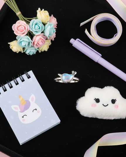 silver whale unicorn ring - flat-lay