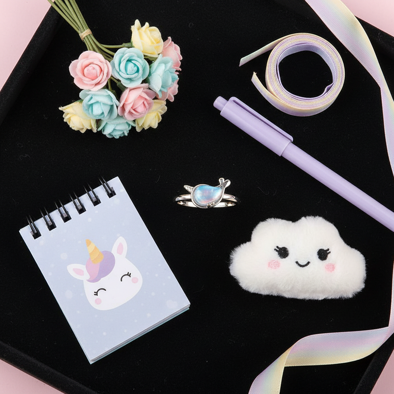 silver whale unicorn ring - flat-lay