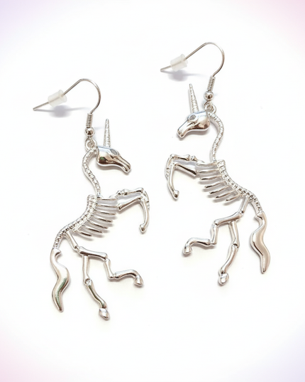 skeleton unicorn earrings - white-bg