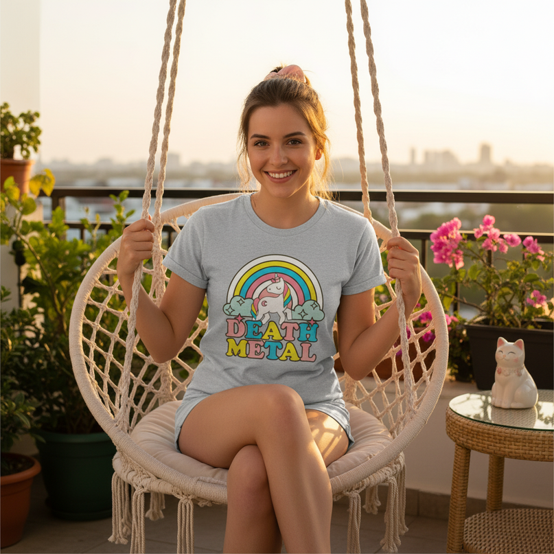 skeleton unicorn shirt - in-use