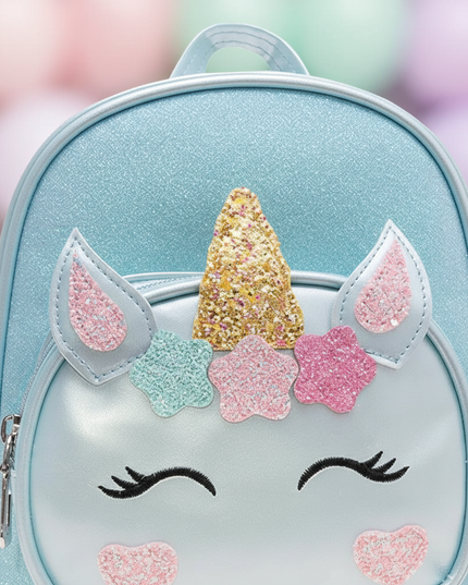 sky blue unicorn kindergarten bag backpack - detail