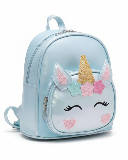 sky blue unicorn kindergarten bag backpack - white-bg