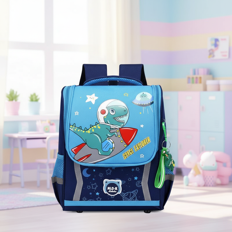 sky blue unicorn orthopedic backpack - lifestyle