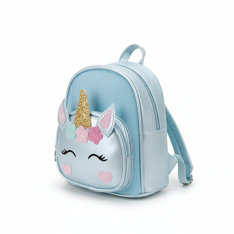 sky blue unicorn school backpack custom - white-bg