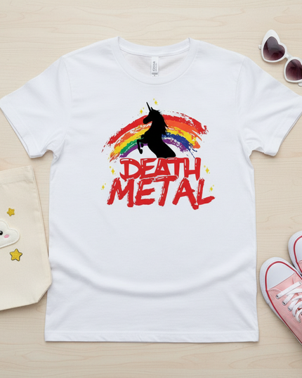 sky blue unicorn shirt - flat-lay