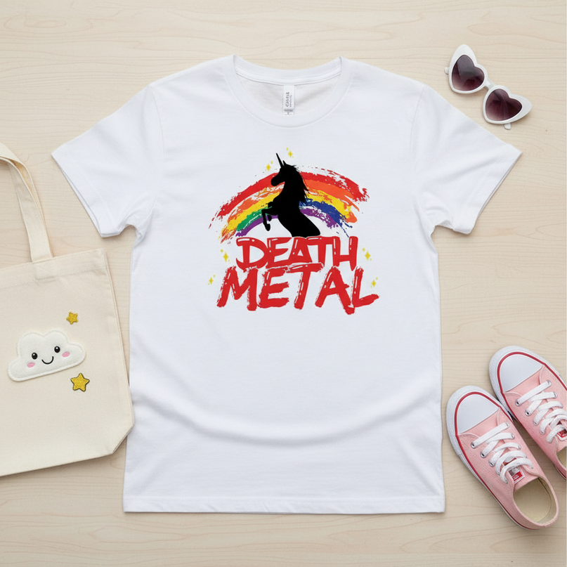sky blue unicorn shirt - flat-lay