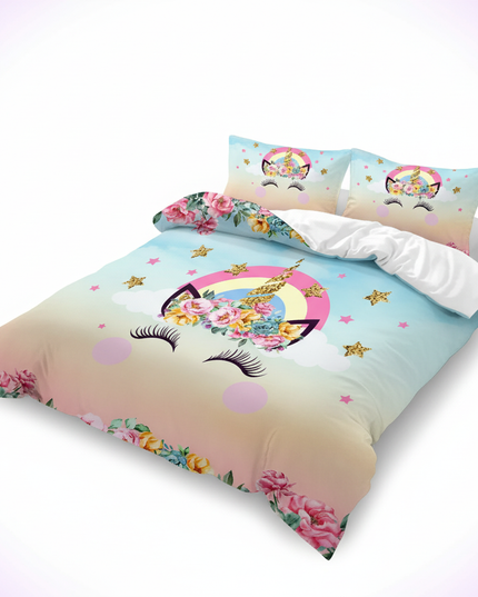 sky gradient lashes unicorn bedding - white-bg