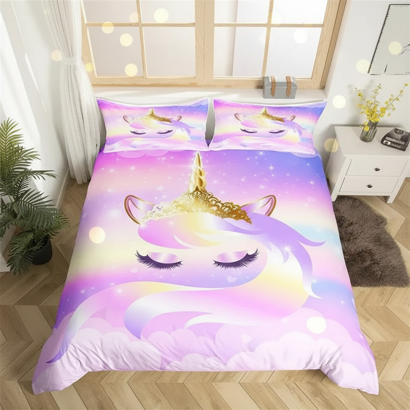 sleeping unicorn bedding - lifestyle
