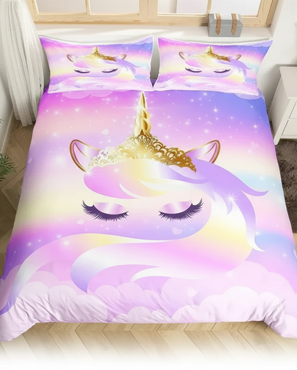 sleeping unicorn bedding - white-bg