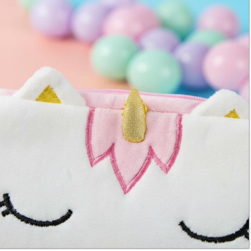 sleeping unicorn pencil case - detail