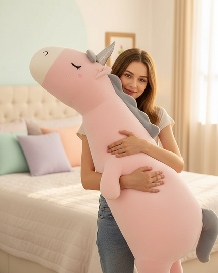sleeping unicorn plush - in-use