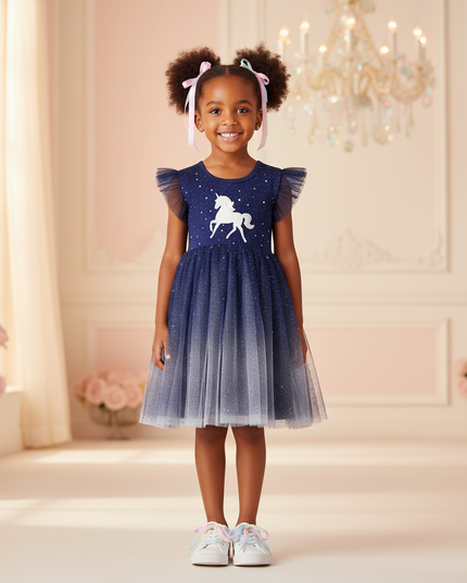 sleeveless unicorn dress girls - detail
