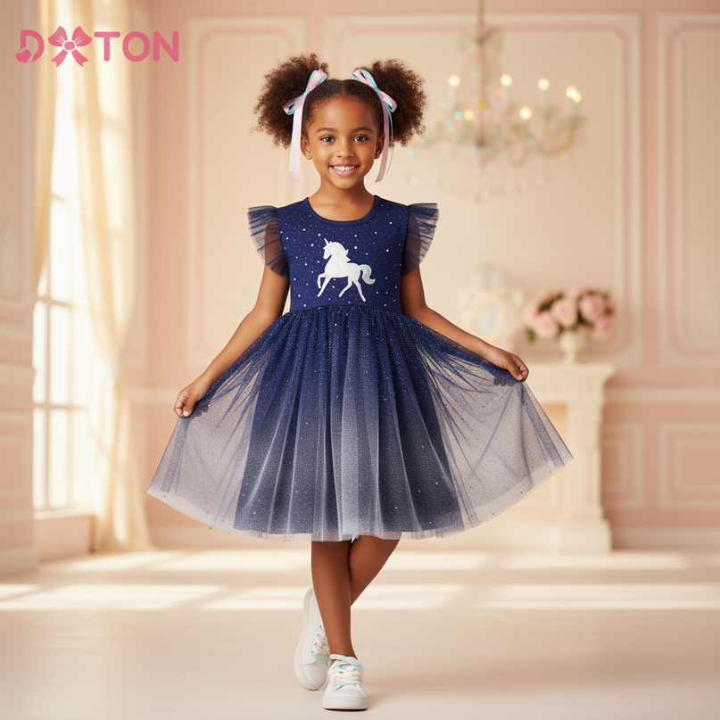 sleeveless unicorn dress girls - front