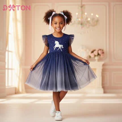 sleeveless unicorn dress girls - front
