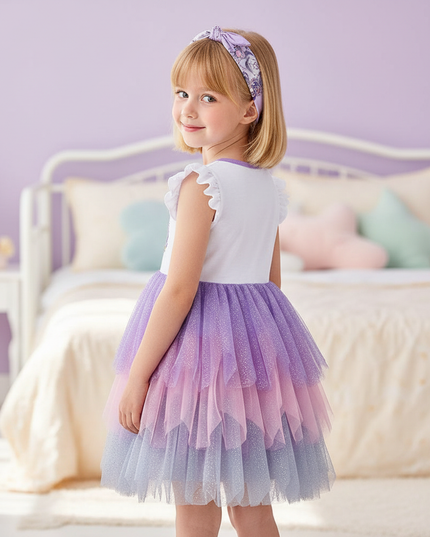 sleeveless unicorn patchwork dress - back