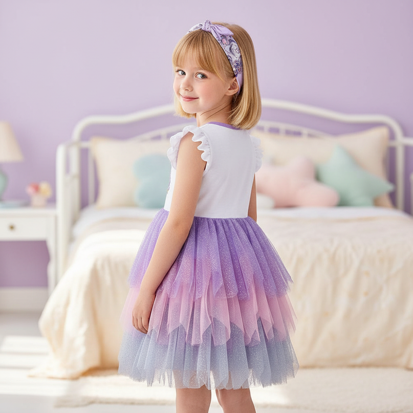 sleeveless unicorn patchwork dress - back
