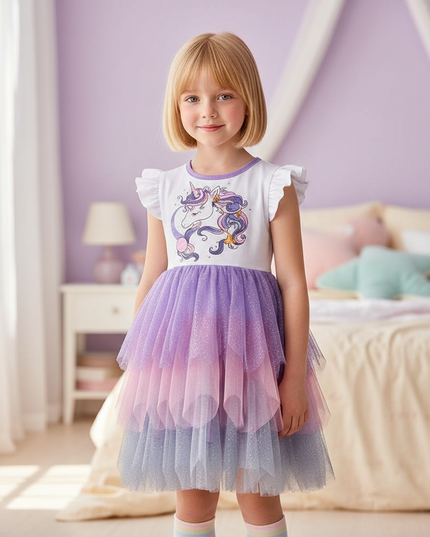 sleeveless unicorn patchwork dress - detail