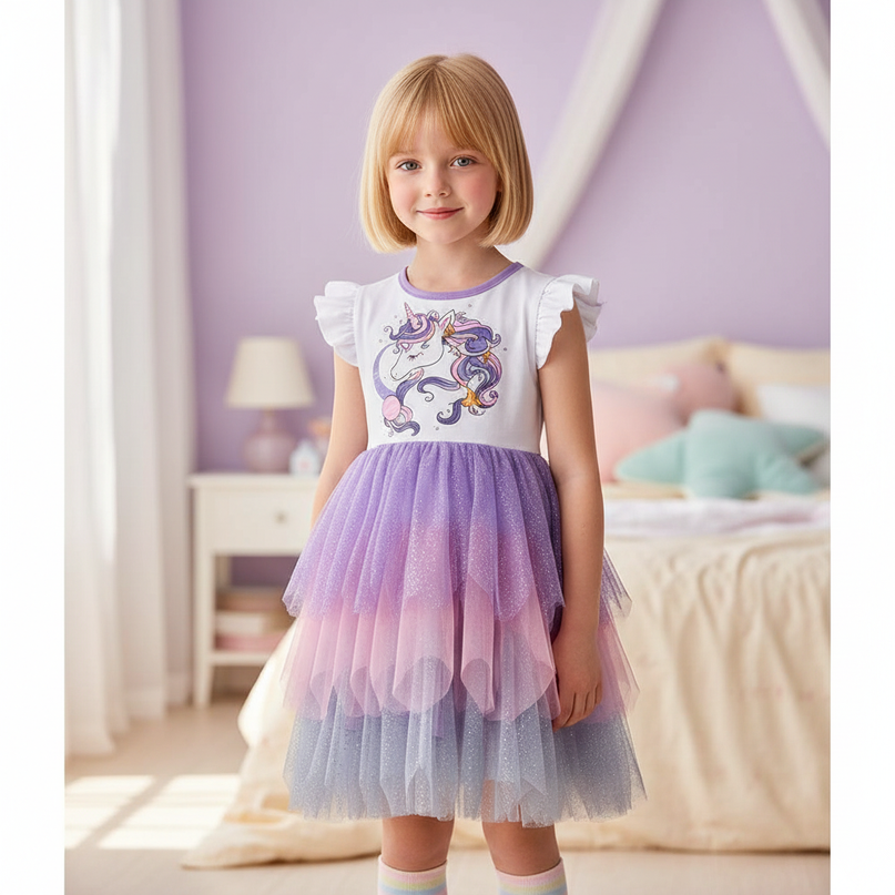 sleeveless unicorn patchwork dress - detail