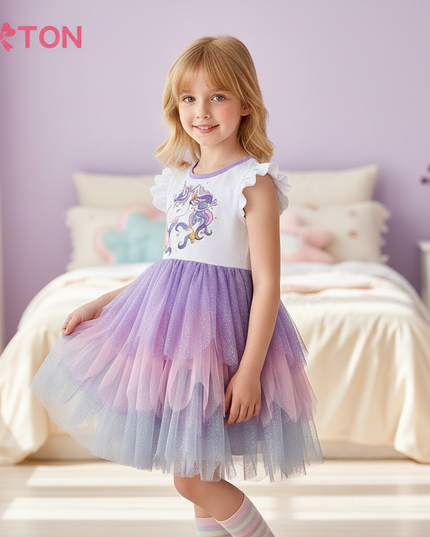 sleeveless unicorn patchwork dress - front