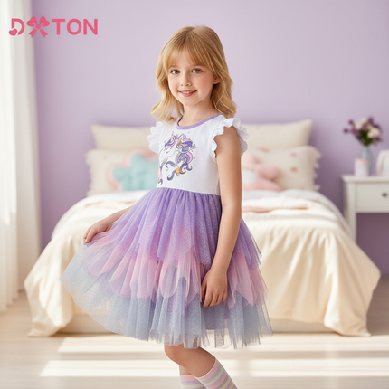 sleeveless unicorn patchwork dress - front