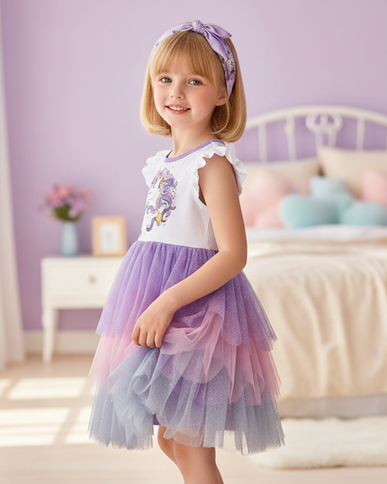 sleeveless unicorn patchwork dress - three-quarter