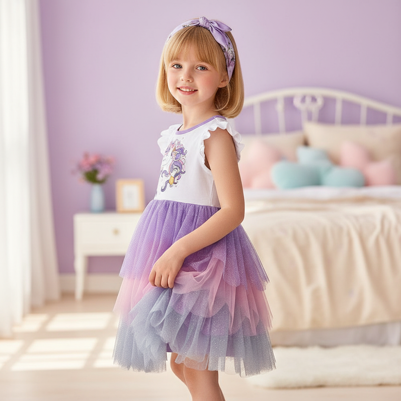 sleeveless unicorn patchwork dress - three-quarter