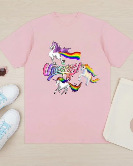 sloth unicorn shirt - flat-lay