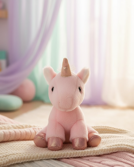 small pink plush unicorn - lifestyle