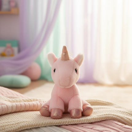 small pink plush unicorn - lifestyle