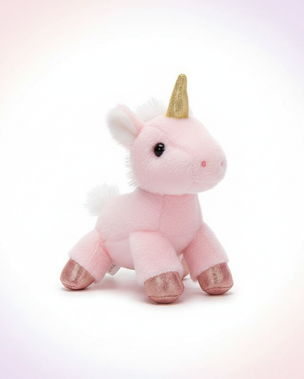 small pink plush unicorn - white-bg