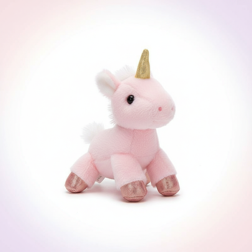 small pink plush unicorn - white-bg
