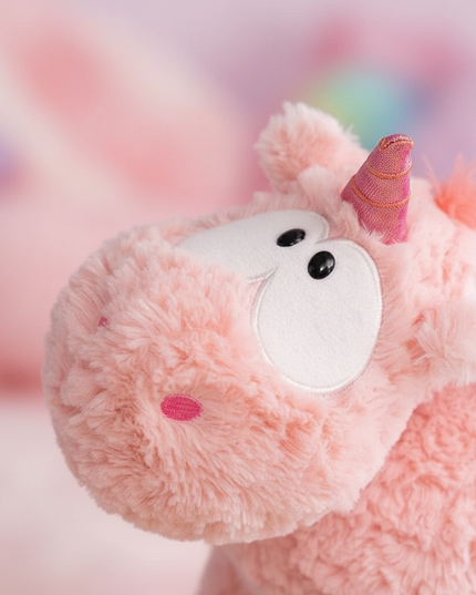 small pink stuffed unicorn - detail