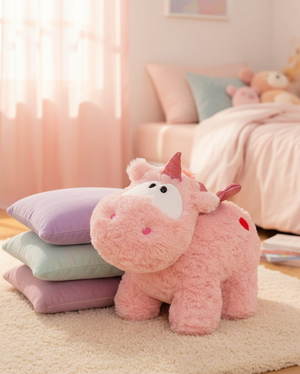 small pink stuffed unicorn - lifestyle