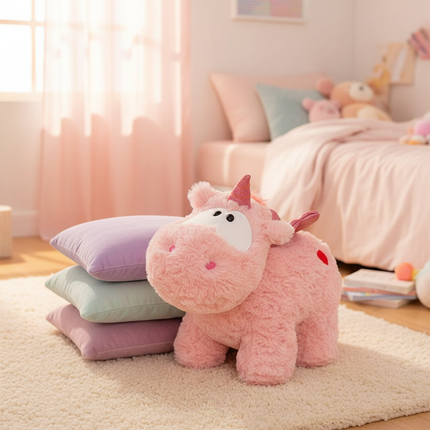 small pink stuffed unicorn - lifestyle