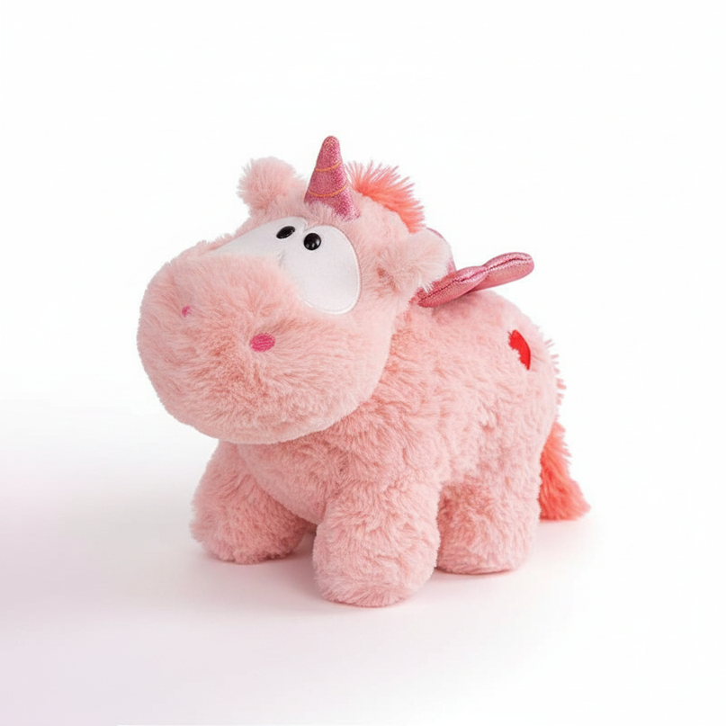 small pink stuffed unicorn - white-bg