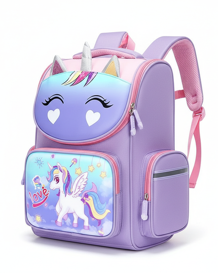 small purple unicorn school backpack - white-bg