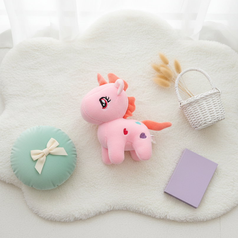 small unicorn plush - flat-lay