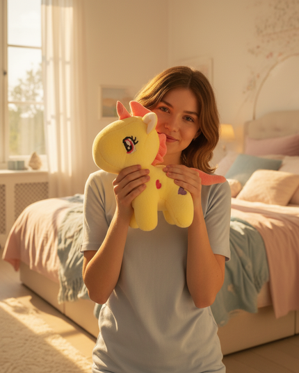 small unicorn plush - in-use